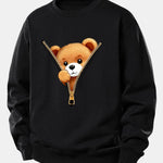 Zipper Bear Print Relax Fit Sweatshirt