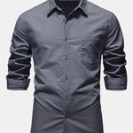 Long Sleeve Linen Cotton Blend Shirt With Pocket