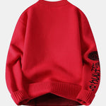 Japanese Cat Print Crew Neck Sweater