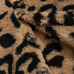 Men's Leopard Print Fleece Single Pocket Button Jacket