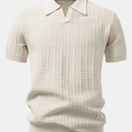 Textured Jacquard Johnny Collar Knit Polo