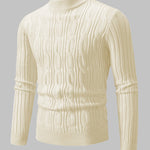 Men's Solid Cable Knit Crew Neck Sweater