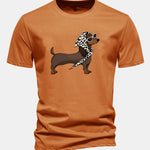Regular Fit Headscarf Dachshund Print Cotton T-Shirt