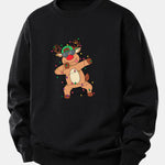 Christmas Lights Reindeer Print Relax Fit Sweatshirt