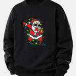 Christmas Lights Santa Claus Print Relax Fit Sweatshirt