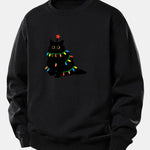 Colorful Light Black Cat Print Relax Fit Sweatshirt