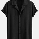 Muscle Fit Diamond Texture Cuban Shirt & Straight Leg Linen Pants