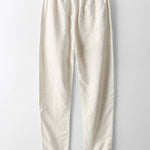 Striped Eyelet Knit Zip Up Polo Shirt & Straight Leg Linen Pants