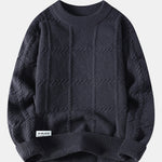 Plaid Crew Neck Knit Sweater