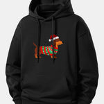Christmas Dachshund Print Relax Fit Hoodie