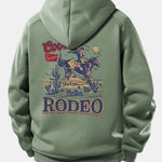 Western Cowboy Print Drawstring Hoodie