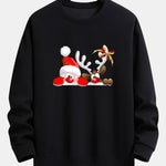 Santa Claus And Reindeer Print Relax Fit Sweatshirt