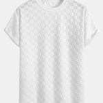 Relax Fit Checkerboard Jacquard Casual T-Shirt & Shorts Set