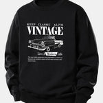 Vintage Car Print Relax Fit Sweatshirt