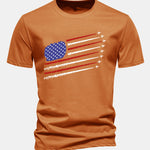 Regular Fit Fighter Jets American Flag Print Cotton T-Shirt