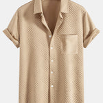Striped Jacquard Button Up Shirt & Drawstring Shorts