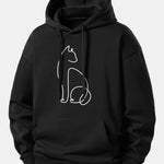 Cat Line Print Relax Fit Hoodie