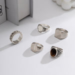 Vintage chain letter embossed ring 5Pcs/set