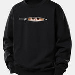 Zipper Cat Print Relax Fit Sweatshirt
