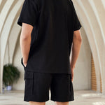 Men's Textured Resort Style Casual Button-Down Shirt  Shorts Set