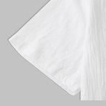 Men's Cotton Linen Textured Half Placket Short Sleeve Shirt