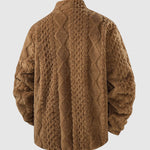 Men's solid color jacquard lambskin warm jacket