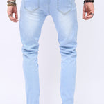 Destroyed Straight Leg Zipper Fly Jeans