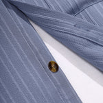 Men's solid color textured striped stand collar long sleeve shirt