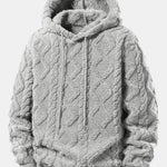 Relax Fit Geometric Jacquard Teddy Fleece Hoodie