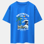 Beach Waves Print Drop Shoulder Oversize T-Shirt