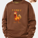 Rooster Print Teddy Fleece Lined Sweatshirt