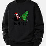 Christmas Naughty Cat Print Relax Fit Sweatshirt