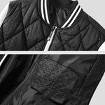 Men's Patchwork Diamond Check Jacquard Stand Collar Puffer Padded Coat