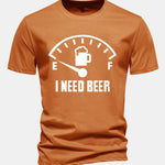 Regular Fit I Need Beer Print Cotton T-Shirt