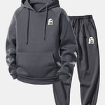 Ghost Drinking Coffee Print Drawstring Hoodie & Ghost Drinking Coffee Print Jogger Pants