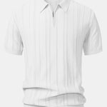 Stripe Jacquard Zipper Knit Polo Shirt