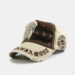 Slogan Embroidery Star Rivets Washed Baseball Cap