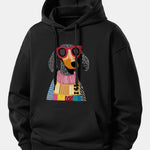 Colorful Sweater Dog Print Relax Fit Hoodie
