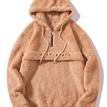 Letter Embroidery Teddy Half-Zip Hoodie