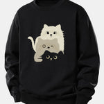 Three Cats Print Relax Fit Sweatshirt