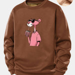 Pink Panther Print Teddy Fleece Lined Sweatshirt