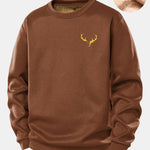Reindeer Print Teddy Fleece Lined Sweatshirt