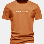 Regular Fit Never Give Up Print Cotton T-Shirt