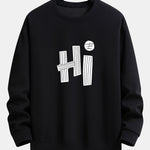 Hi Slogan Lines Print Relax Fit Sweatshirt