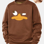 Duck Print Teddy Fleece Lined Sweatshirt