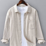 Long Sleeve Linen Cotton Shirt With Pocket & Straight Leg Linen Pants