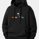Cartoon Dinosaur Print Relax Fit Hoodie