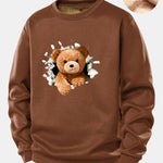 Teddy Bear Print Teddy Fleece Lined Sweatshirt