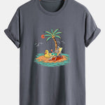 Regular Fit Skeleton On Vacation Print Cotton T-Shirt