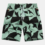 Color Block Print Zipper Pocket Shorts